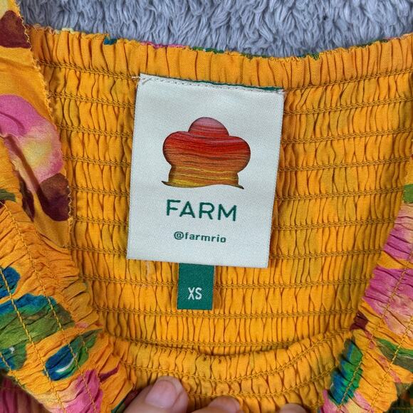 Farm Rio Mini Cashew Short Sleeve Smocked Maxi Dress XS - Picture 7 of 12